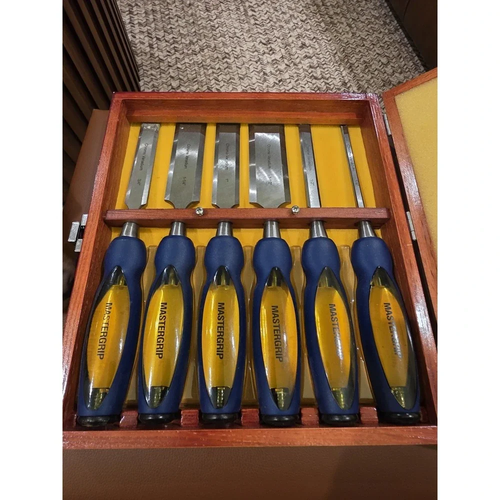 Wood Chisel Set Mastergrip 6 Pc in Wooden Case Chrome Vanadium